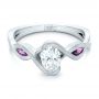  Platinum Platinum Custom Diamond And Purple Sapphire Engagement Ring - Flat View -  102472 - Thumbnail