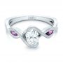 14k White Gold 14k White Gold Custom Diamond And Purple Sapphire Engagement Ring - Flat View -  102472 - Thumbnail