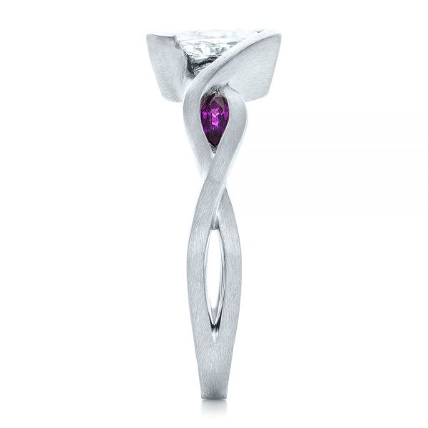  Platinum Platinum Custom Diamond And Purple Sapphire Engagement Ring - Side View -  102472