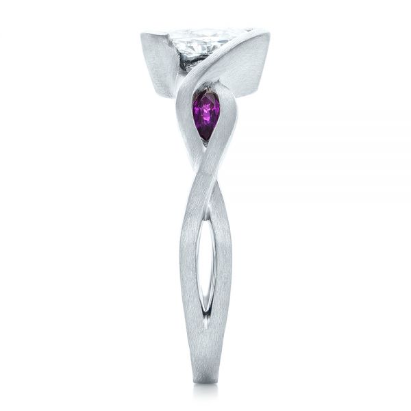 18k White Gold 18k White Gold Custom Diamond And Purple Sapphire Engagement Ring - Side View -  102472