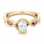 14k Yellow Gold 14k Yellow Gold Custom Diamond And Purple Sapphire Engagement Ring - Flat View -  102472 - Thumbnail