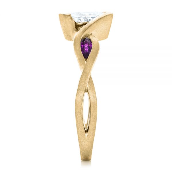 14k Yellow Gold 14k Yellow Gold Custom Diamond And Purple Sapphire Engagement Ring - Side View -  102472