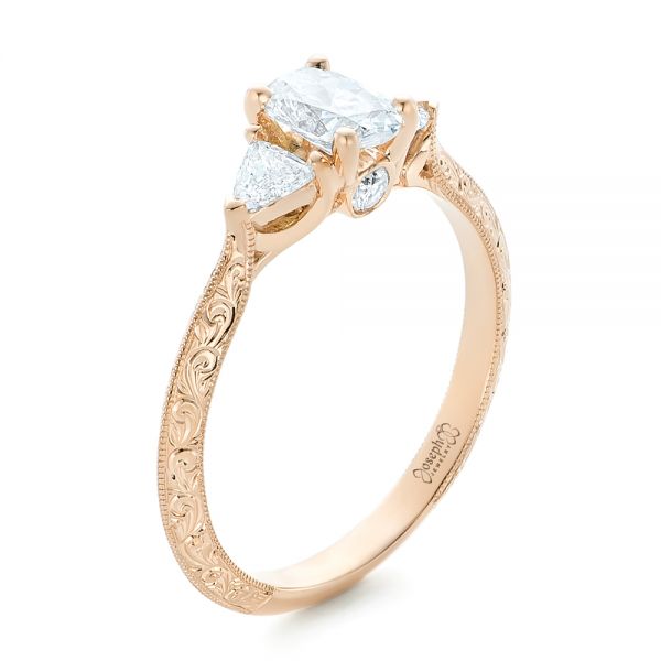 14k Rose Gold Custom Diamond Engagement Ring - Three-Quarter View -  102352