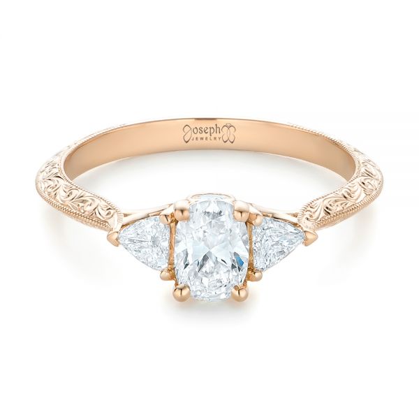 14k Rose Gold Custom Diamond Engagement Ring - Flat View -  102352