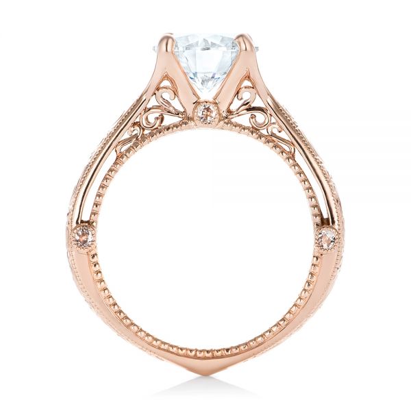 18k Rose Gold 18k Rose Gold Custom Diamond Engagement Ring - Front View -  102777