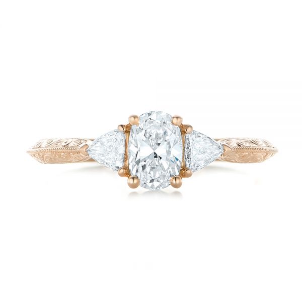 18k Rose Gold 18k Rose Gold Custom Diamond Engagement Ring - Top View -  102352