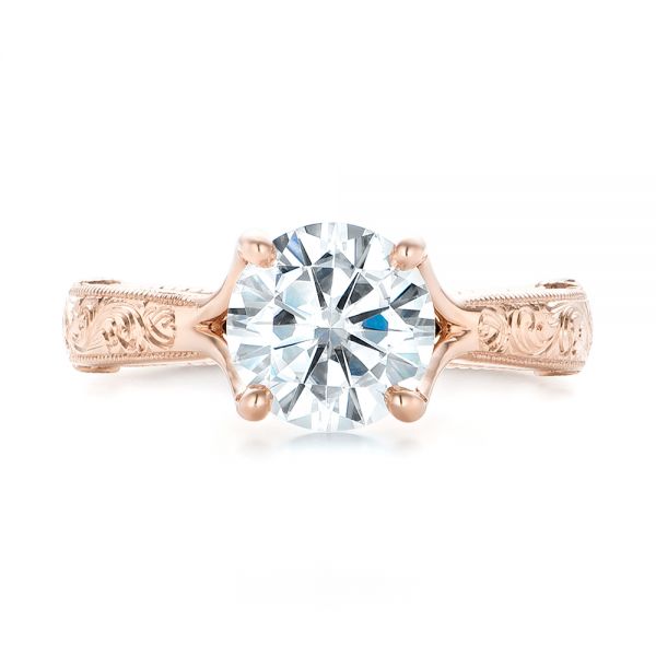 18k Rose Gold 18k Rose Gold Custom Diamond Engagement Ring - Top View -  102777