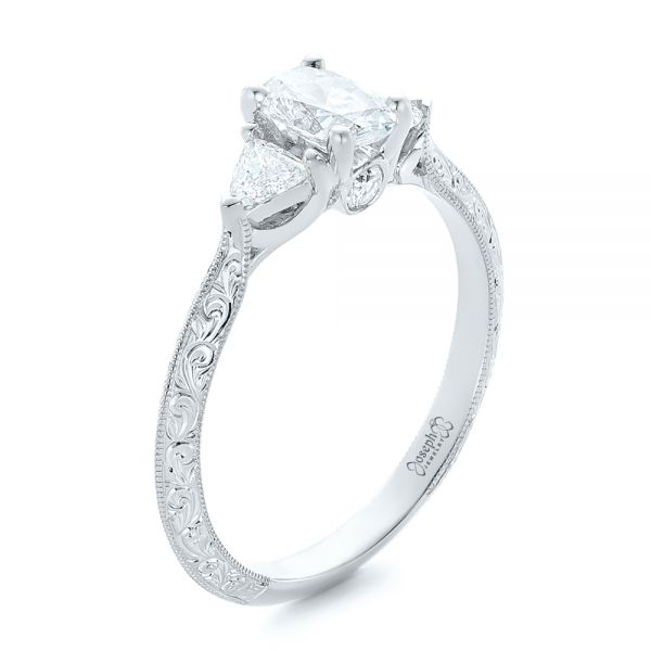 14k White Gold 14k White Gold Custom Diamond Engagement Ring - Three-Quarter View -  102352