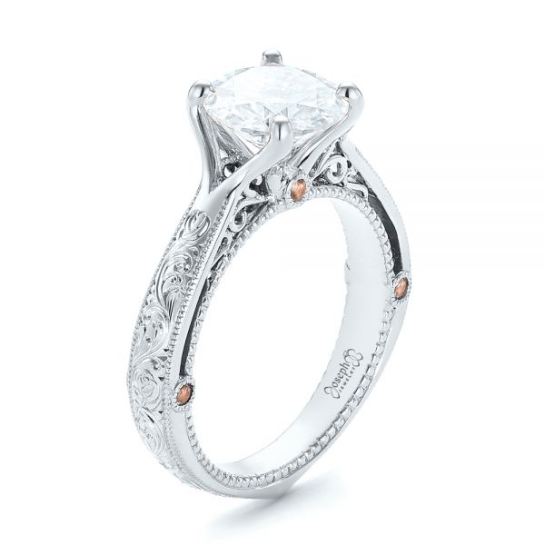 Platinum Platinum Custom Diamond Engagement Ring - Three-Quarter View - 102777