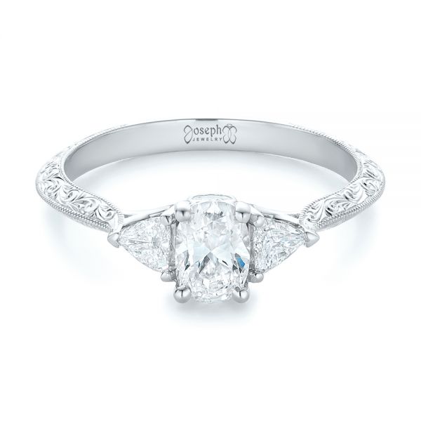 18k White Gold 18k White Gold Custom Diamond Engagement Ring - Flat View -  102352