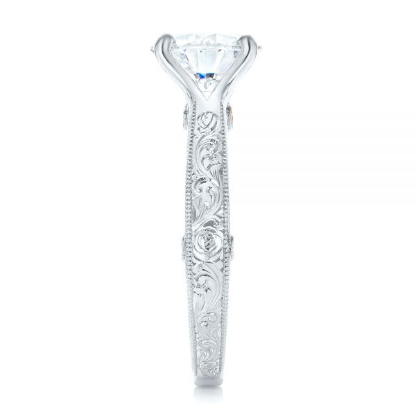 18k White Gold 18k White Gold Custom Diamond Engagement Ring - Side View -  102777