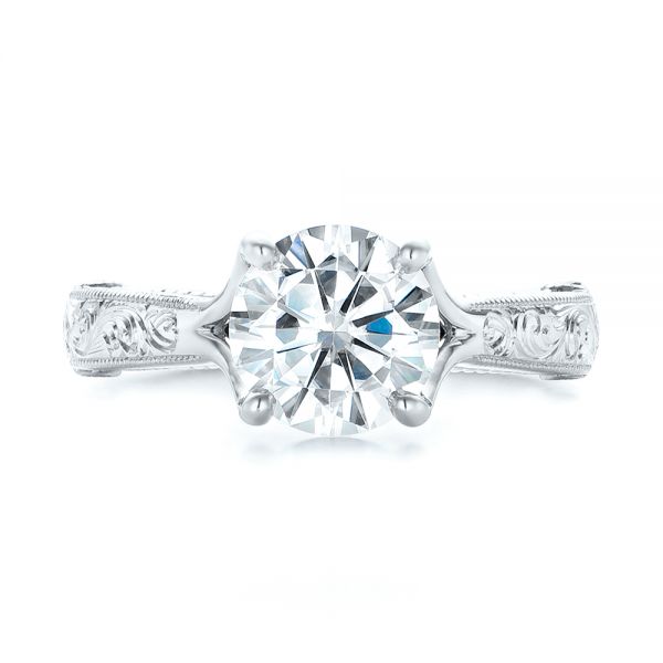 14k White Gold 14k White Gold Custom Diamond Engagement Ring - Top View -  102777