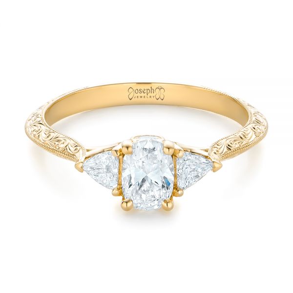 18k Yellow Gold 18k Yellow Gold Custom Diamond Engagement Ring - Flat View -  102352