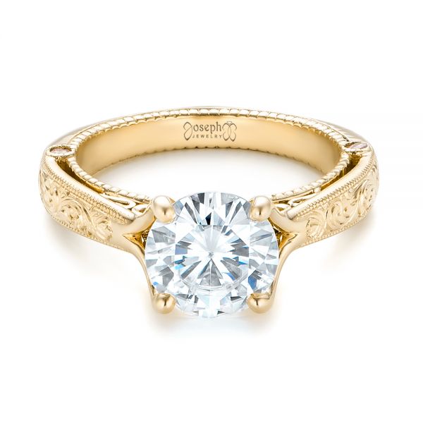 14k Yellow Gold 14k Yellow Gold Custom Diamond Engagement Ring - Flat View -  102777