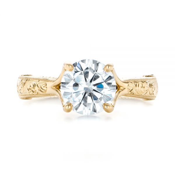 14k Yellow Gold 14k Yellow Gold Custom Diamond Engagement Ring - Top View -  102777