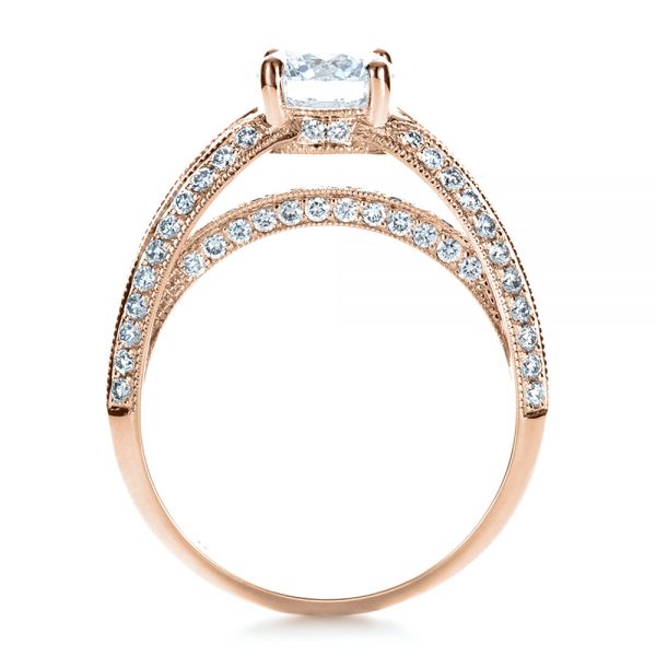 18k Rose Gold 18k Rose Gold Custom Diamond And Ruby Engagement Ring - Front View - 1309