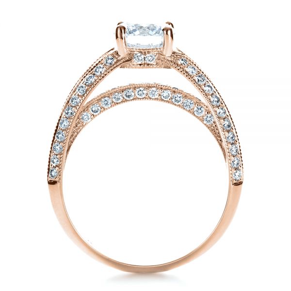 14k Rose Gold 14k Rose Gold Custom Diamond And Ruby Engagement Ring - Front View -  1309