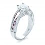 18k White Gold Custom Diamond And Ruby Engagement Ring - Three-Quarter View -  1309 - Thumbnail