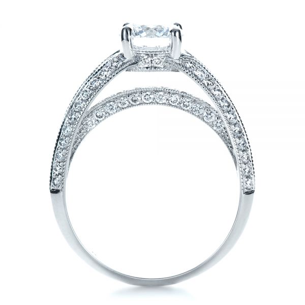  Platinum Platinum Custom Diamond And Ruby Engagement Ring - Front View -  1309