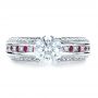 18k White Gold Custom Diamond And Ruby Engagement Ring - Top View -  1309 - Thumbnail