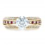 18k Yellow Gold 18k Yellow Gold Custom Diamond And Ruby Engagement Ring - Top View -  1309 - Thumbnail