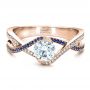 14k Rose Gold 14k Rose Gold Custom Diamond And Sapphire Engagement Ring - Flat View -  1475 - Thumbnail