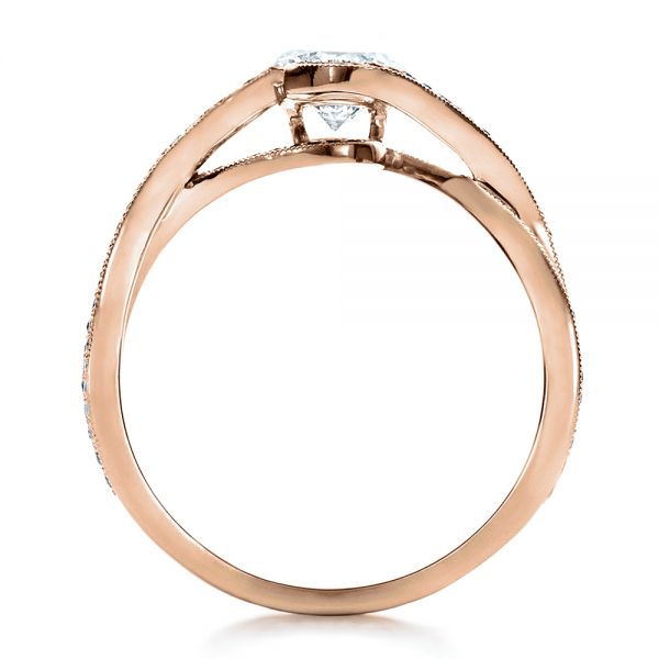 18k Rose Gold 18k Rose Gold Custom Diamond And Sapphire Engagement Ring - Front View -  1475