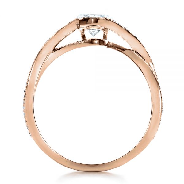 14k Rose Gold 14k Rose Gold Custom Diamond And Sapphire Engagement Ring - Front View - 1475
