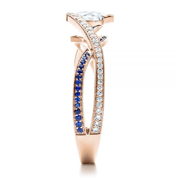 14k Rose Gold 14k Rose Gold Custom Diamond And Sapphire Engagement Ring - Side View - 1475