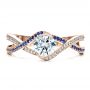 18k Rose Gold 18k Rose Gold Custom Diamond And Sapphire Engagement Ring - Top View -  1475 - Thumbnail