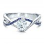  Platinum Custom Diamond And Sapphire Engagement Ring - Flat View -  1475 - Thumbnail
