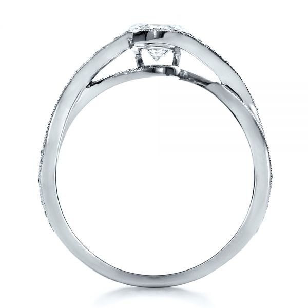 18k White Gold 18k White Gold Custom Diamond And Sapphire Engagement Ring - Front View -  1475