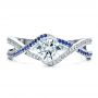 14k White Gold 14k White Gold Custom Diamond And Sapphire Engagement Ring - Top View -  1475 - Thumbnail
