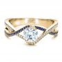 18k Yellow Gold 18k Yellow Gold Custom Diamond And Sapphire Engagement Ring - Flat View -  1475 - Thumbnail