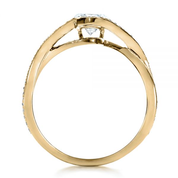 14k Yellow Gold 14k Yellow Gold Custom Diamond And Sapphire Engagement Ring - Front View - 1475