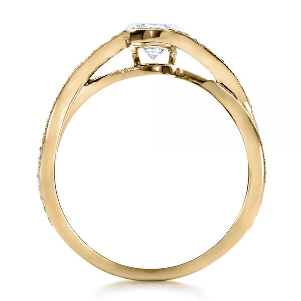 14k Yellow Gold 14k Yellow Gold Custom Diamond And Sapphire Engagement Ring - Front View -  1475