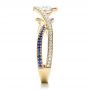 18k Yellow Gold 18k Yellow Gold Custom Diamond And Sapphire Engagement Ring - Side View -  1475 - Thumbnail