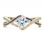 18k Yellow Gold 18k Yellow Gold Custom Diamond And Sapphire Engagement Ring - Top View -  1475 - Thumbnail