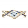 14k Yellow Gold 14k Yellow Gold Custom Diamond And Sapphire Engagement Ring - Top View -  1475 - Thumbnail