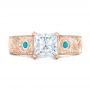 18k Rose Gold 18k Rose Gold Custom Diamond And Turquoise Engagement Ring - Top View -  102366 - Thumbnail
