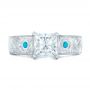 18k White Gold 18k White Gold Custom Diamond And Turquoise Engagement Ring - Top View -  102366 - Thumbnail