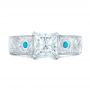 14k White Gold 14k White Gold Custom Diamond And Turquoise Engagement Ring - Top View -  102366 - Thumbnail