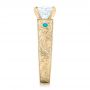 14k Yellow Gold 14k Yellow Gold Custom Diamond And Turquoise Engagement Ring - Side View -  102366 - Thumbnail