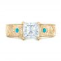 14k Yellow Gold 14k Yellow Gold Custom Diamond And Turquoise Engagement Ring - Top View -  102366 - Thumbnail