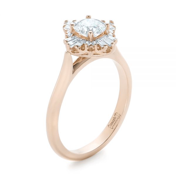 14k Rose Gold 14k Rose Gold Custom Diamond Engagement Ring - Three-Quarter View -  102230