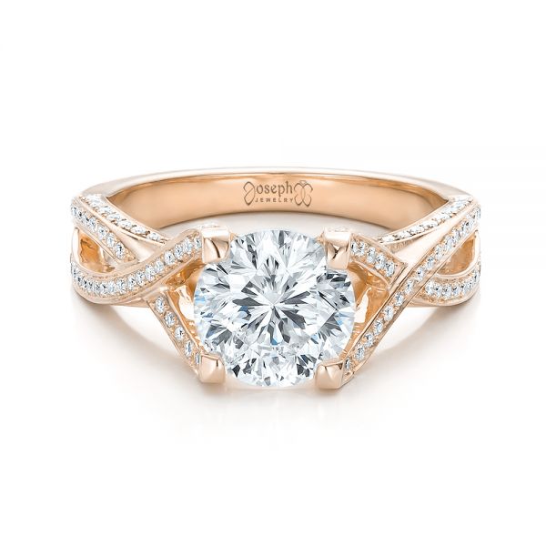 14k Rose Gold 14k Rose Gold Custom Diamond Engagement Ring - Flat View - 100565