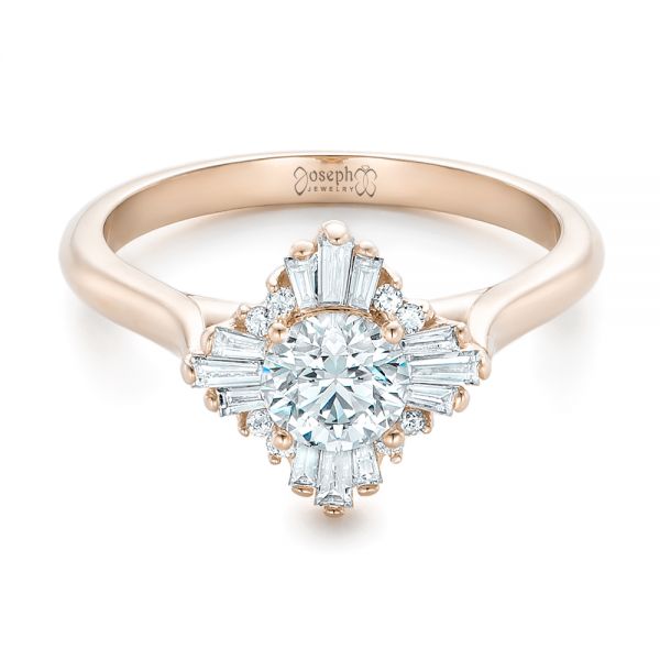 18k Rose Gold 18k Rose Gold Custom Diamond Engagement Ring - Flat View -  102230