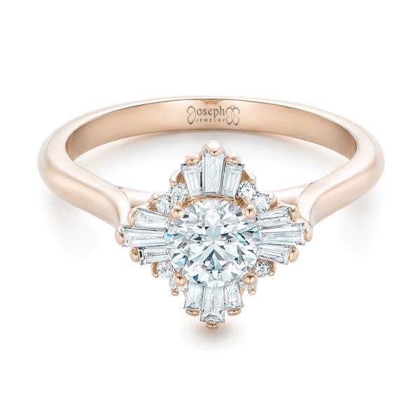 14k Rose Gold 14k Rose Gold Custom Diamond Engagement Ring - Flat View - 102230