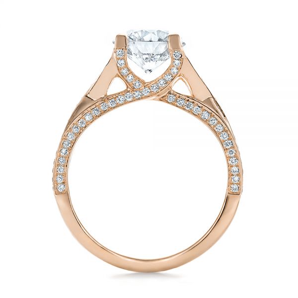 18k Rose Gold 18k Rose Gold Custom Diamond Engagement Ring - Front View -  100565