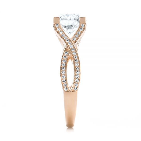18k Rose Gold 18k Rose Gold Custom Diamond Engagement Ring - Side View -  100565